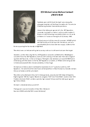 A preview of a PDF biography for Cantwell, Michael James Wallace
